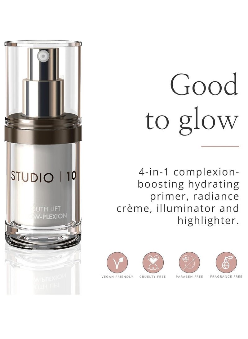 Studio 10 Skin Lift Glow Plexion Liquid Glow Primer Illuminator and Highlighter Hydrates Firms and Lifts Mature Skin for a Youthful Radiant Glow Versatile Face Makeup Illuminating Primer - Image 2