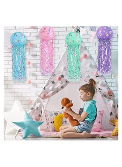 Excefore Paper Lanterns Jellyfish Lanterns Mermaid Party Decorations Lanterns Wishes Hanging Lanterns for Child Birthday Baby Shower Mermaid Party Supplies Undersea Event Party Decorations 4 Color  - Image 5