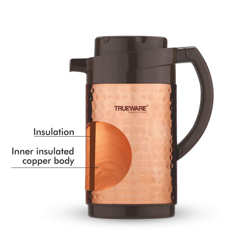 Trueware Trueware Thrush 800 Insulated Flask - 750 Ml | Insulated Tea Pot Kettle Thermos Water Jug | Hot & Cold | Leak-Proof Lid | Thermoware | Food Grade Plastic | 100% Stainless Steel | Lightweight BPA-Free | Wide Mouth Design | Ideal for Office, Travel | Hammered Finish.  - Image 4