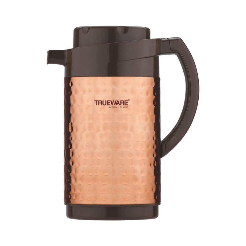 Trueware Trueware Thrush 800 Insulated Flask - 750 Ml | Insulated Tea Pot Kettle Thermos Water Jug | Hot & Cold | Leak-Proof Lid | Thermoware | Food Grade Plastic | 100% Stainless Steel | Lightweight BPA-Free | Wide Mouth Design | Ideal for Office, Travel | Hammered Finish.  - Image 1