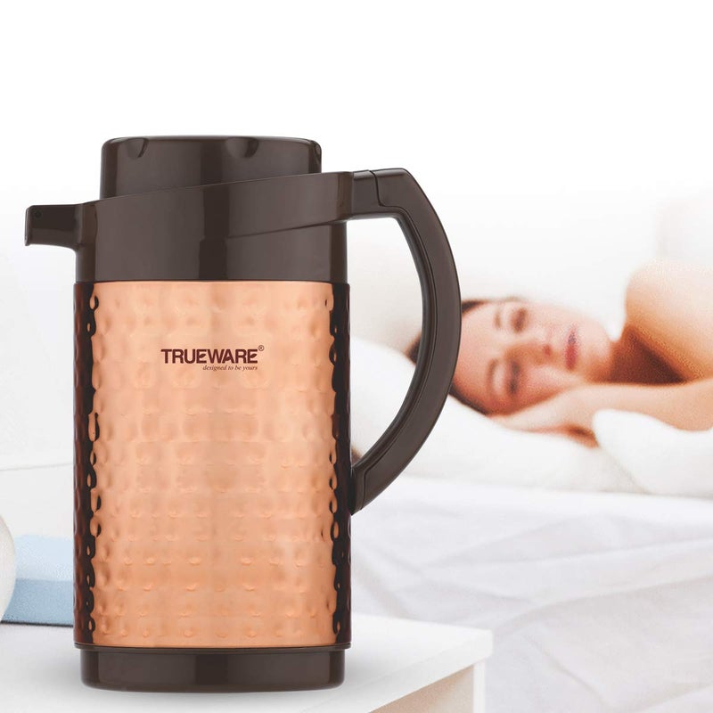 Trueware Trueware Thrush 800 Insulated Flask - 750 Ml | Insulated Tea Pot Kettle Thermos Water Jug | Hot & Cold | Leak-Proof Lid | Thermoware | Food Grade Plastic | 100% Stainless Steel | Lightweight BPA-Free | Wide Mouth Design | Ideal for Office, Travel | Hammered Finish.  - Image 2