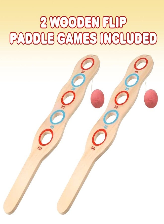 ArtCreativity لعبة Paddle الخشبية من ArtCreativity، مجموعة من 2، لعبة مجداف خشبي مع كرة حمراء على خيط، ألعاب خارجية للأولاد والبنات، ألعاب الشاطئ والفناء الخلفي للأطفال والبالغين، فكرة هدية رائعة - Image 2