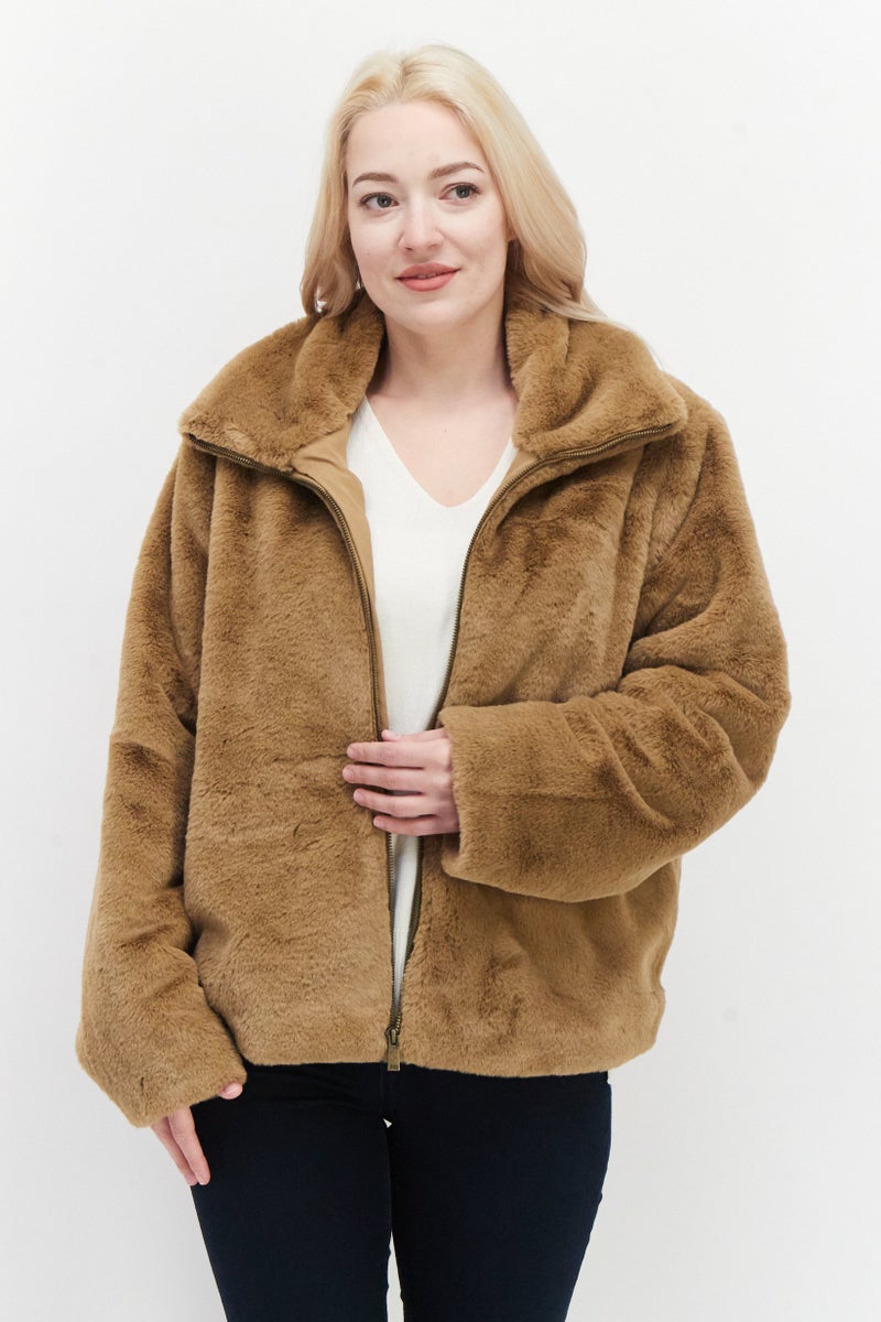 French Connection Women Textured Softshell Jacket, Tan  - Image 1