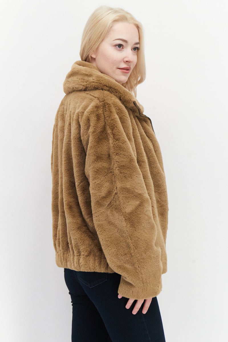 French Connection Women Textured Softshell Jacket, Tan  - Image 2