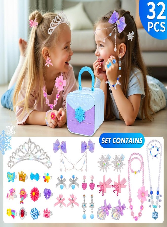 Pinksheep Girl Jewelry Box,Princess Jewelry Set for Little Girl's 3-6 Years Old- Dress up Kids Jewelry Box with Drawer,32Pcs Frozen Toys Girls Gift - Image 3