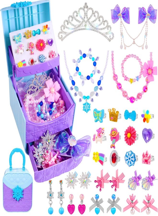 Pinksheep Girl Jewelry Box,Princess Jewelry Set for Little Girl's 3-6 Years Old- Dress up Kids Jewelry Box with Drawer,32Pcs Frozen Toys Girls Gift - Image 1