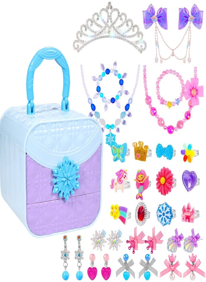 Pinksheep Girl Jewelry Box,Princess Jewelry Set for Little Girl's 3-6 Years Old- Dress up Kids Jewelry Box with Drawer,32Pcs Frozen Toys Girls Gift - Image 4