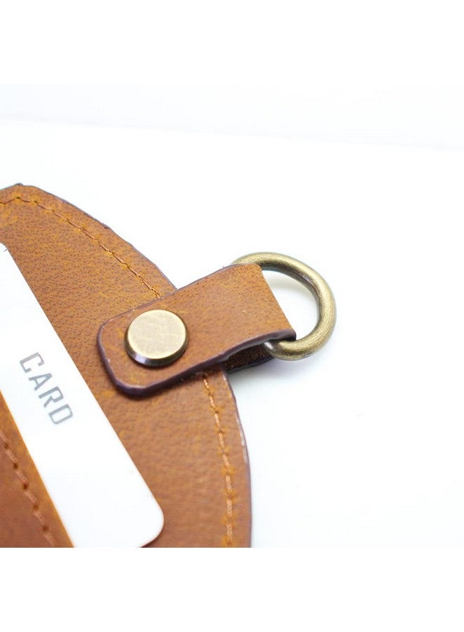 boshiho Older: Boshiho Cowhide Leather Id Badge Card Holder With 19" Neck Lanyard, Vertical Style (Light Brown) - Image 5