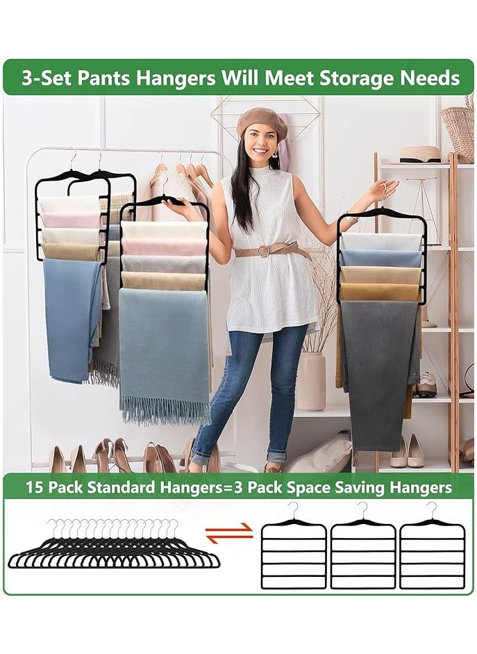 General Closet Organizers and Storage,3 Pack Organization and Storage Pants-Hangers-Space-Saving,Velvet Hanger for Dorm Room for College Students Girls Boys Guys Hanging Jean Scarf  - Image 2