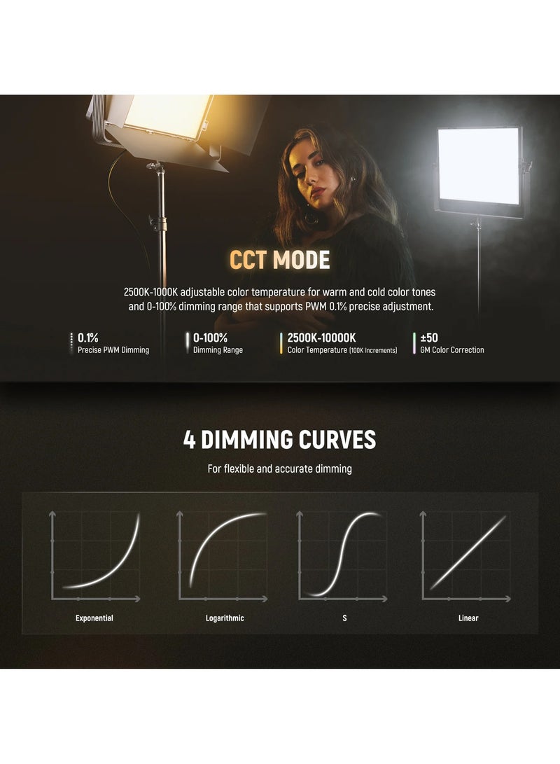 NEEWER AP100C 100W RGB Video Light with APP Control, Bi-Color LED Panel, 360° Full RGB Spectrum for Studio, Photography, and Video Shooting black - Image 3