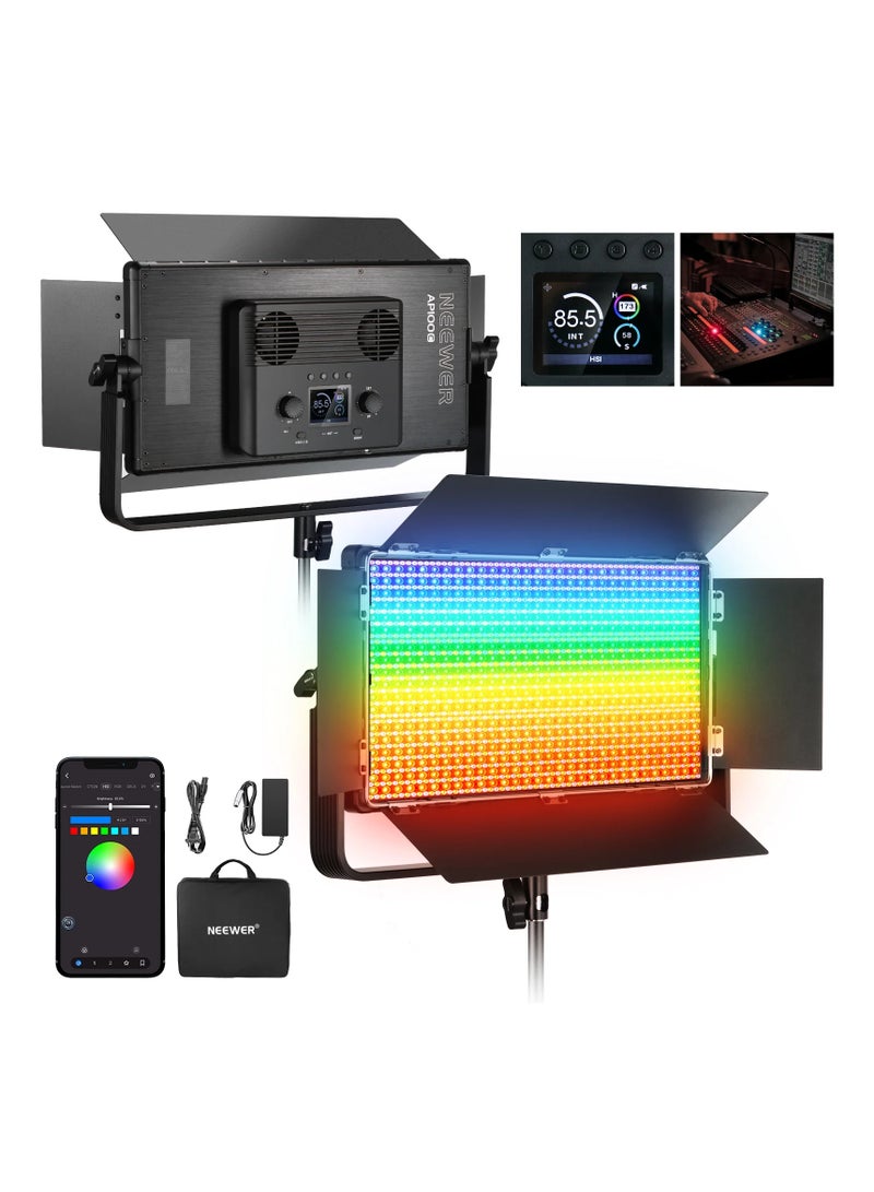 NEEWER AP100C 100W RGB Video Light with APP Control, Bi-Color LED Panel, 360° Full RGB Spectrum for Studio, Photography, and Video Shooting black - Image 1