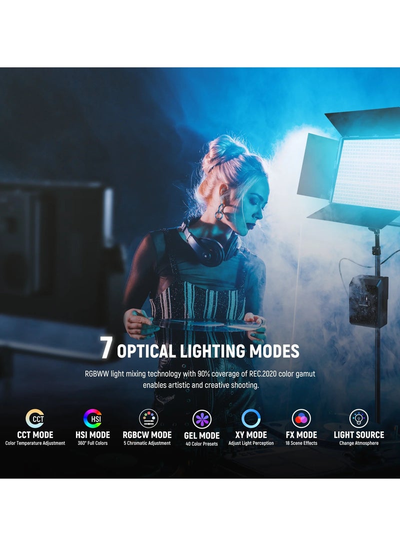 NEEWER AP100C 100W RGB Video Light with APP Control, Bi-Color LED Panel, 360° Full RGB Spectrum for Studio, Photography, and Video Shooting black - Image 5