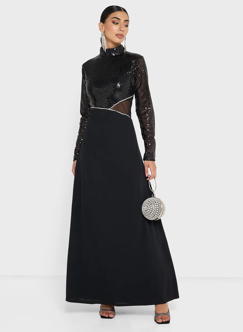 جولدن ابل Sequin Top Maxi Dress
