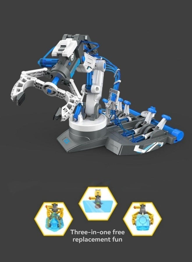 Loquat Science experiment toy set children's science and education 3 in 1 hydraulic mechanical arm building blocks hydraulic mechanical assembly engineering vehicle  - Image 1