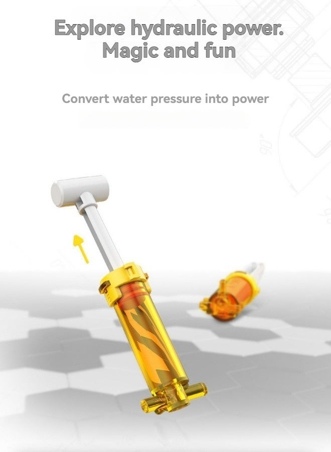 Loquat Science experiment toy set children's science and education 3 in 1 hydraulic mechanical arm building blocks hydraulic mechanical assembly engineering vehicle  - Image 5