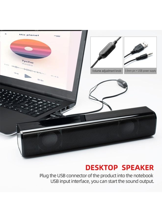 BURAQ - Q2 6W USB Mini Desktop Speaker Soundbar Audio Player Wired PC Speaker Subwoofer - Image 1