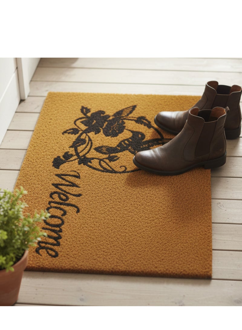 Welcome Printed Coir Doormat, Heavy Duty Anti Slip Entrance Mat Outside, Front Door Rug, Dirt Trapper Rubber Backed Doormat, Mats For Front Door, Back Door Mats - Image 1