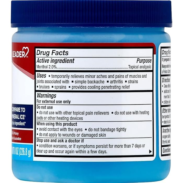 Leader Mineral Ice Blue Gel, Menthol 2%, Pain Relief Gel, Topical Analgesic, for Muscle Pain, Backache, Arthritis & Sport Injuries, for Adults and Kids 2+, Compare to Mineral Ice, 8 oz - Image 3