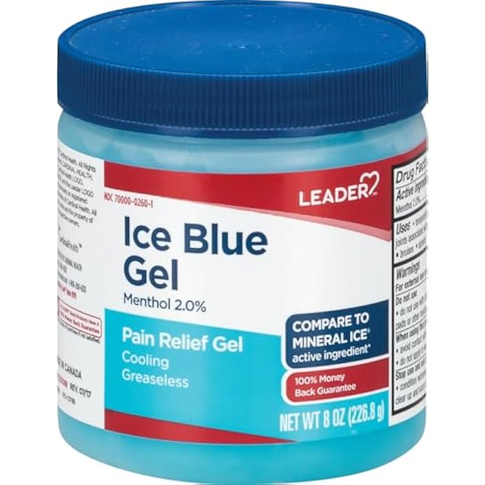 Leader Mineral Ice Blue Gel, Menthol 2%, Pain Relief Gel, Topical Analgesic, for Muscle Pain, Backache, Arthritis & Sport Injuries, for Adults and Kids 2+, Compare to Mineral Ice, 8 oz - Image 1