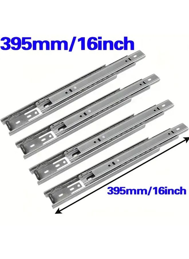 16 بوصة 4 قطع أدراج انزلاقية ثقيلة بمحامل كريات، سعة تحميل 120 رطلاً، امتداد كامل، فضي - Image 4