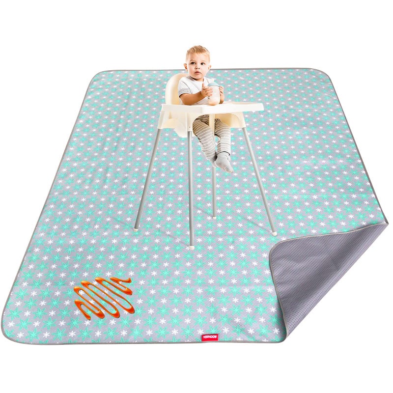 Moonsea Extra Large Splat Mat 54â€x 72â€ Waterproof Non Slip Floor Splash Mat for Under High Chair, Messy Mat and Table Cloth, Flower - Image 1