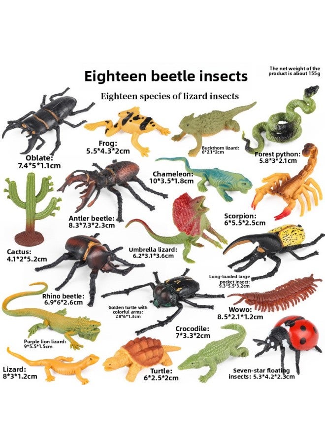 Loquat Trick Toy Simulation Spider Poisonous Spider Insect Animal Model Children's Toy Plastic Ornaments Gift-Color:Ddl Beetle Insect Lizard 18 Style Set - Image 1