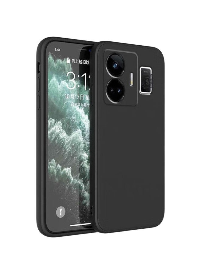 MAIKUQI حافظة هاتف Maikuqi Zhenwo Gt Neo5، غطاء واقي Realme Gt Neo5، تغطية كاملة من السيليكون السائل، مضاد للأوساخ، مضاد لبصمات الأصابع، رفيع للغاية، حافظة ناعمة مضادة للصدمات، أسود كلاسيكي - Image 2