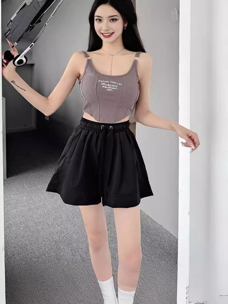 [Real S Twill Silk] Elastic High Waist Wide Leg Pants Children'S Summer Loose Slimming Thin Casual Shorts - Image 4