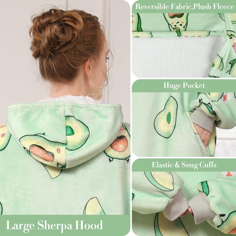 LetsFunny Blanket Hoodie,Oversized Wearable Sherpa Fleece Blanket Sweatshirt,Super Soft Warm Cozy with Giant Pocket,for Women Men Adults Teenagers Kids, One Size Fits All - Image 4