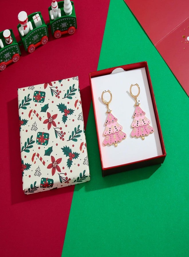 ليلي آند وايت أقراط شجرة عيد الميلاد الوردية من ليلي آند وايت - أقراط متدلية عصرية من النحاس مع نجمة مرصعة بأحجار الراين - مجوهرات العيد للنساء - Image 5