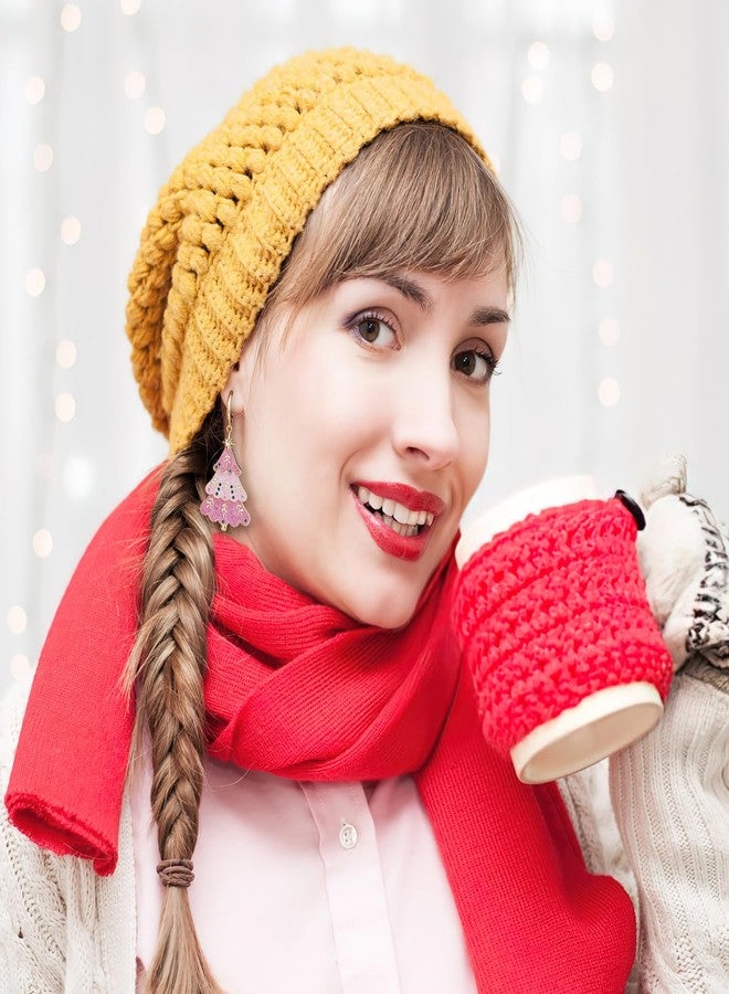 ليلي آند وايت أقراط شجرة عيد الميلاد الوردية من ليلي آند وايت - أقراط متدلية عصرية من النحاس مع نجمة مرصعة بأحجار الراين - مجوهرات العيد للنساء - Image 2