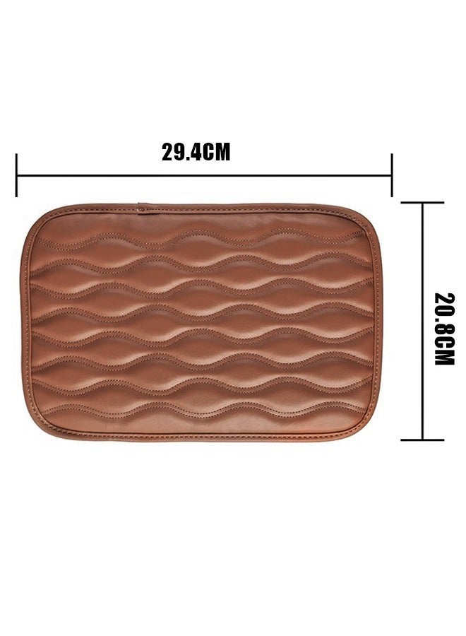 Universal Center Console Cover, Memory Foam Leather Waterproof Armrest Box Mat, Arm Rest Cushion for SUV Truck Vehicle (Brown) - Image 2