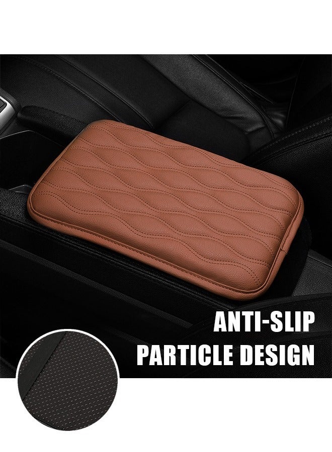Universal Center Console Cover, Memory Foam Leather Waterproof Armrest Box Mat, Arm Rest Cushion for SUV Truck Vehicle (Brown) - Image 3