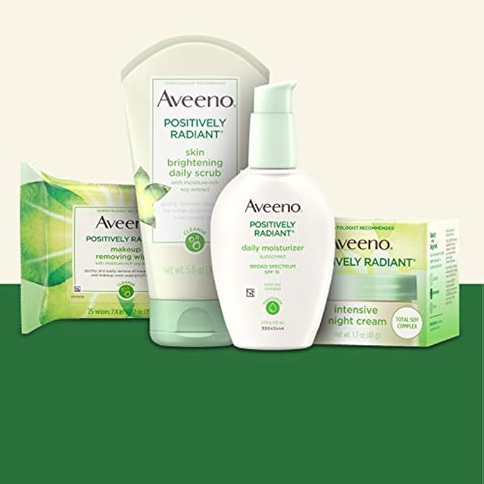 Aveeno Positively Radiant Morning Radiance Skin Care Gift Set with Daily Face Scrub & Moisturizer with SPF 15 Sunscreen, Helps Brightens Skin & Evens Tone, Non-Comedogenic & Hypoallergenic, Set of 2 - Image 2