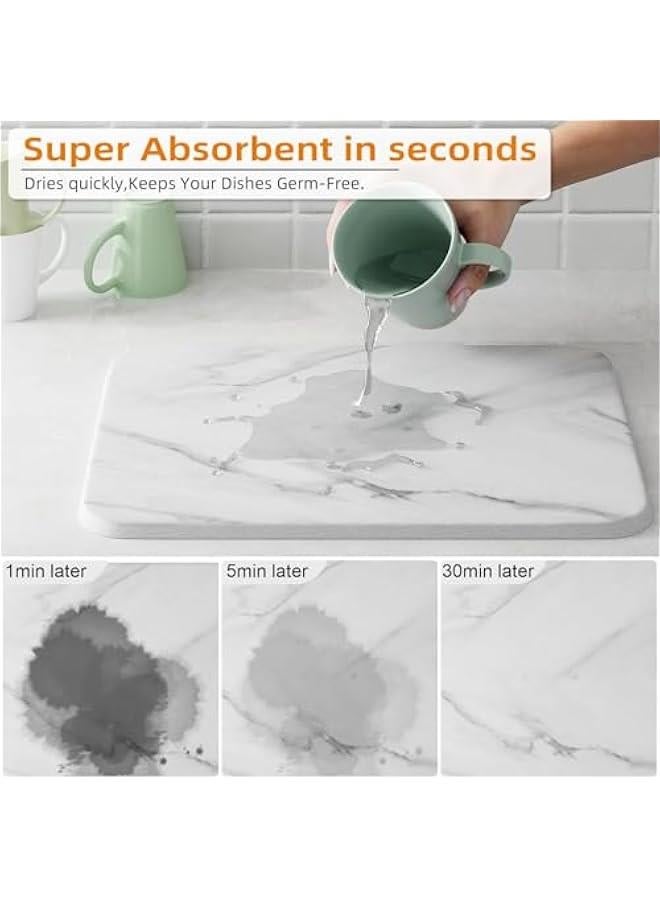 HOOKOR Stone Dish Drying Mat For Kitchen Counter,Multi-Home Use,Non-Slip,Heat Resistant, 40x30CM Quick Drying Stone Mat, Eco-Friendly Diatomaceous Earth Mat For Kitchen Bathroom - Image 2