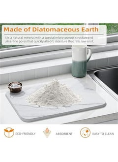 HOOKOR Stone Dish Drying Mat For Kitchen Counter,Multi-Home Use,Non-Slip,Heat Resistant, 40x30CM Quick Drying Stone Mat, Eco-Friendly Diatomaceous Earth Mat For Kitchen Bathroom  - Image 3