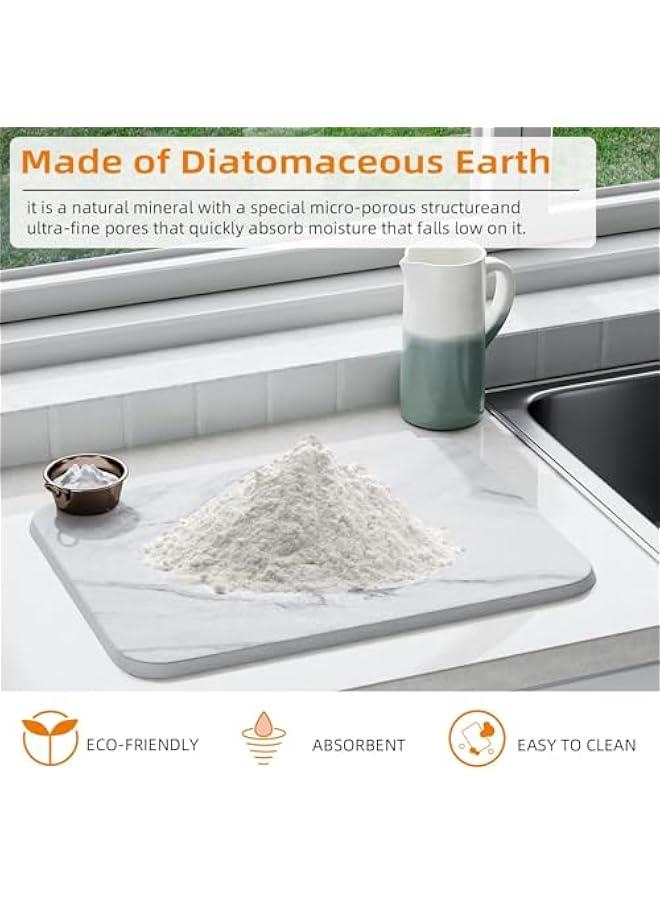 HOOKOR Stone Dish Drying Mat For Kitchen Counter,Multi-Home Use,Non-Slip,Heat Resistant, 40x30CM Quick Drying Stone Mat, Eco-Friendly Diatomaceous Earth Mat For Kitchen Bathroom - Image 3