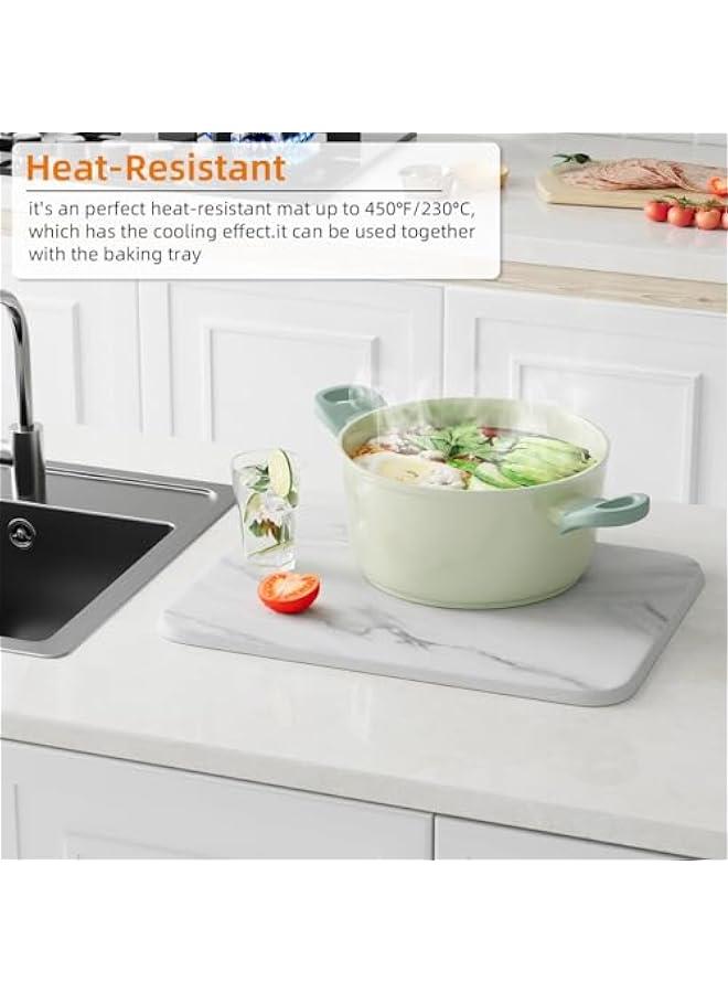 HOOKOR Stone Dish Drying Mat For Kitchen Counter,Multi-Home Use,Non-Slip,Heat Resistant, 40x30CM Quick Drying Stone Mat, Eco-Friendly Diatomaceous Earth Mat For Kitchen Bathroom - Image 4