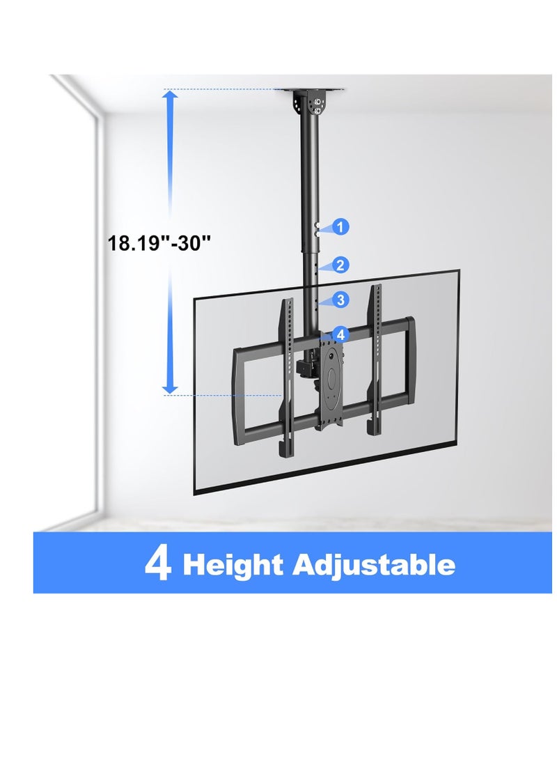 حامل تلفزيون سقف من شينلي يناسب معظم شاشات بلازما LCD LED مقاس 37-75 بوصة مع ماكس فيسا 600 × 400 ملم، تحميل حتى 50 كجم/110 باوند، قابل للدوران والإمالة بارتفاع قابل للتعديل MC61A - Image 4