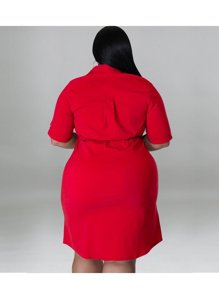 Shougu New Solid Color Short Sleeved Shirt Dress  - Image 3