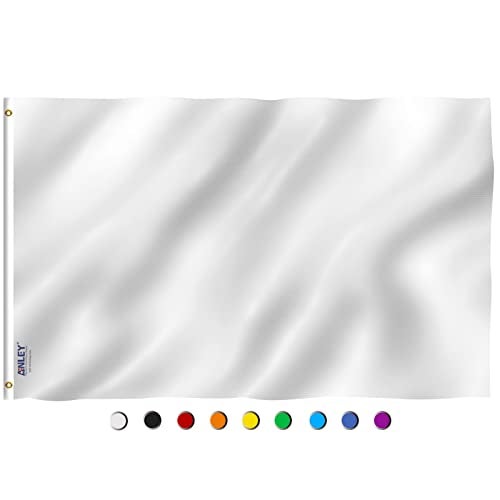 Anley Fly Breeze 3x5 Foot Solid White Flag - Vivid Color and Fade proof - Canvas Header and Double Stitched - Plain White Flags Polyester with Brass Grommets 3 X 5 Ft - Image 1