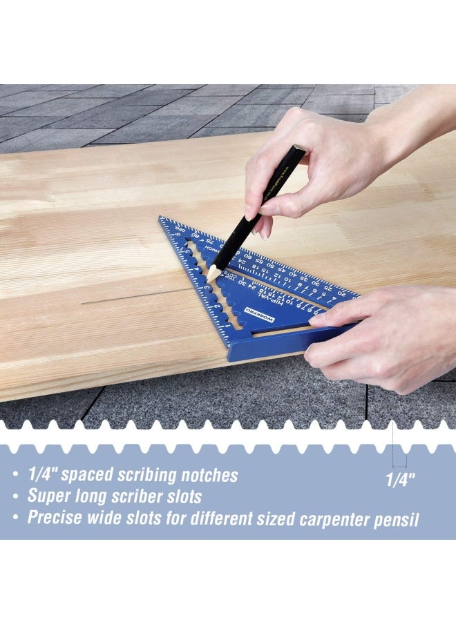 WORKPRO - Rafter Square And Combination Square Tool Set 7 In. Aluminum Alloy Die-Casting Carpenter Square And 12 Inch Zinc-Alloy Die-Casting Square Ruler Combo Rafter Square Layout Tool - Image 1