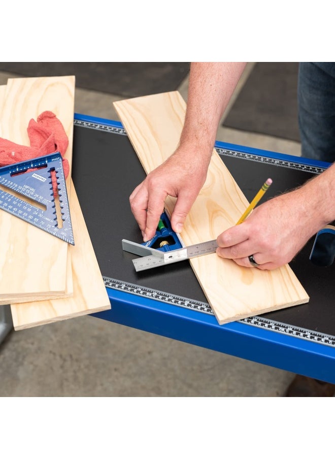 WORKPRO - Rafter Square And Combination Square Tool Set 7 In. Aluminum Alloy Die-Casting Carpenter Square And 12 Inch Zinc-Alloy Die-Casting Square Ruler Combo Rafter Square Layout Tool - Image 1