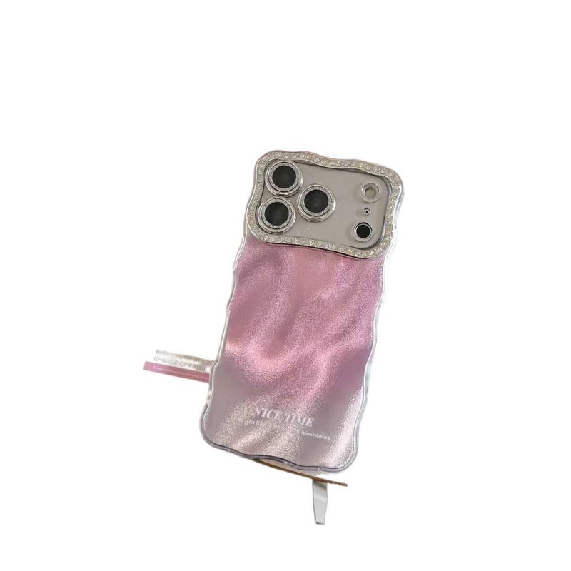 iPhone 13 Scratch Resistant Protective PC with Colorful Wave Pattern and Diamond Sparkle Lens in Purple for Weekend Trips - Image 4