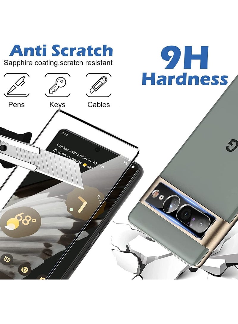 CATANES 3Pack for Google Pixel 7 Pro Screen Protector Tempered Glass 9H Anti-Scratch Shatterproof HD Curved Edge to Edge Full Coverage Film 6.7 inch - Image 4