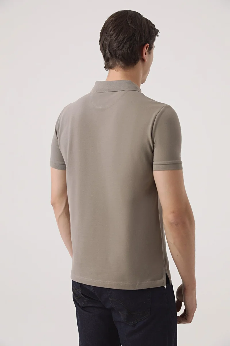 دي أس دامات Regular Fit Mink Pique Textured T-Shirt 6HC146551000M