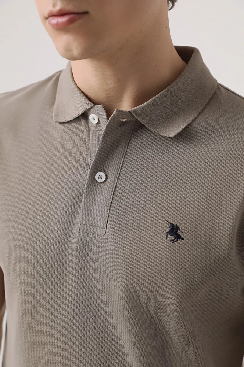 دي أس دامات Regular Fit Mink Pique Textured T-Shirt 6HC146551000M