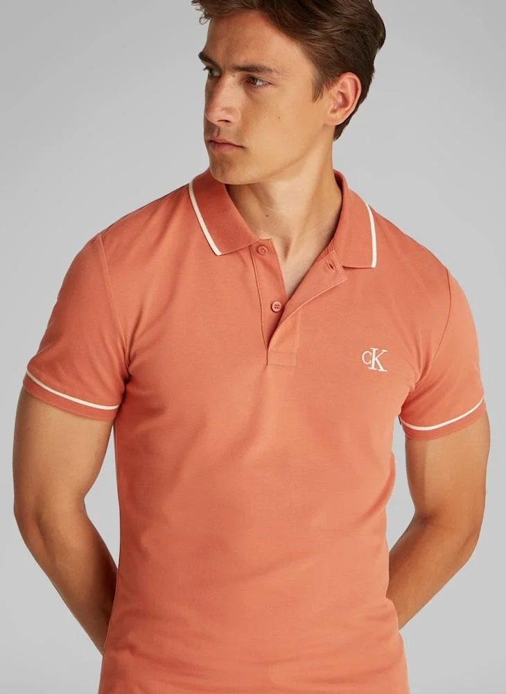 Calvin Klein Jeans Print Collared Neckline Polo Shirt
