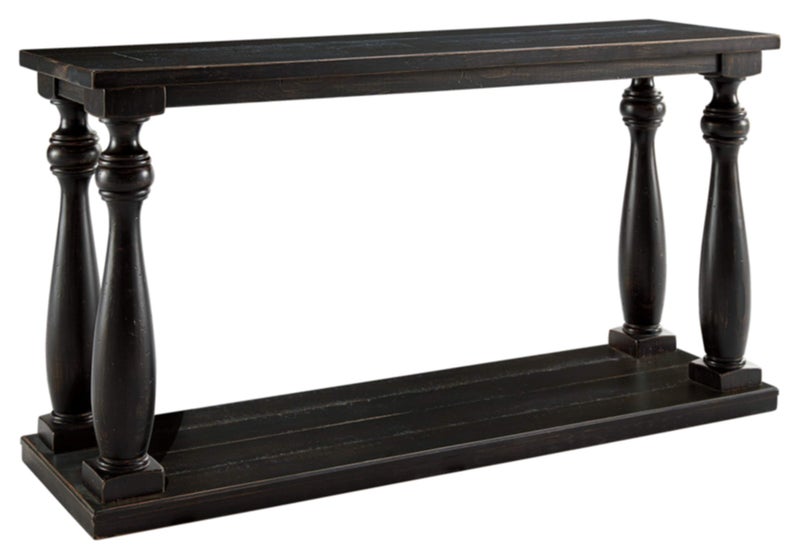Signature Design by Ashley Signature Design by Ashley Mallacar Rustic Cottage Rectangular Sofa Table with Floor Shelf Black 