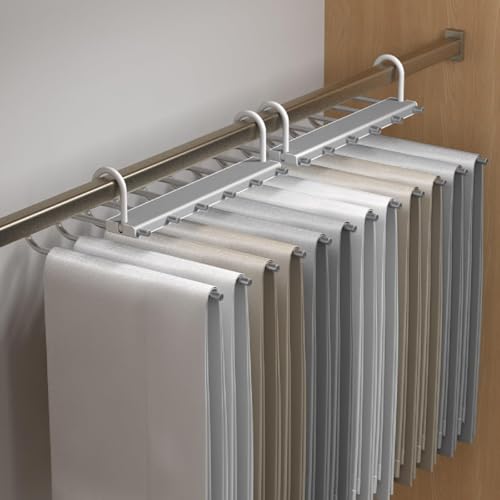 Lxoice 6 in 1 Stainless Steel Foldable for Clothes Hanging, Pant Hangers for Wardrobe, Hanger Clothes Organizer, Hanger Organizer, Trouser Hangers for Wardrobe Pack of 1 (Grey) - Image 5